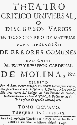 P�gina del libro de Benito Jer�nimo Feijoo