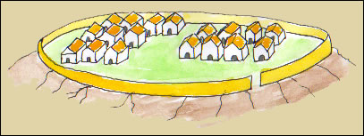 Poblado de Karanovo (Bulgaria). Basado en la reconstrucci&oacute;n de Tringham